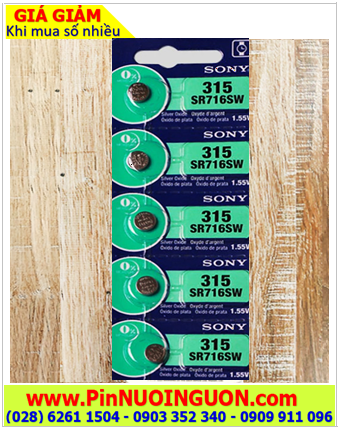 COMBO 01vỉ 5viên Pin đồng hồ 1.55v Silver Oxide SONY SR716SW - Pin 315 chính hãng |TẠM HẾT HÀNG